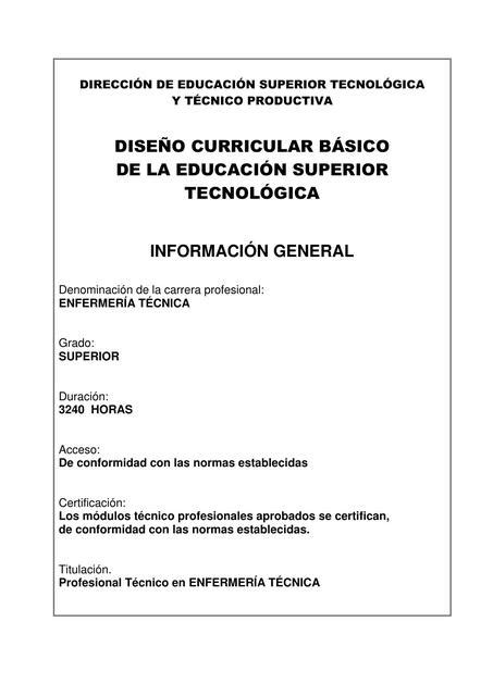 Diseño Curricular Básico de la Educación Superior Tecnológica jenny J