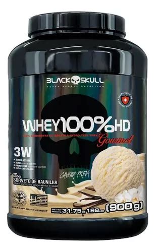 Whey 100 hd Gourmet 900g Black Skull Sabor Baunilha Frete grátis