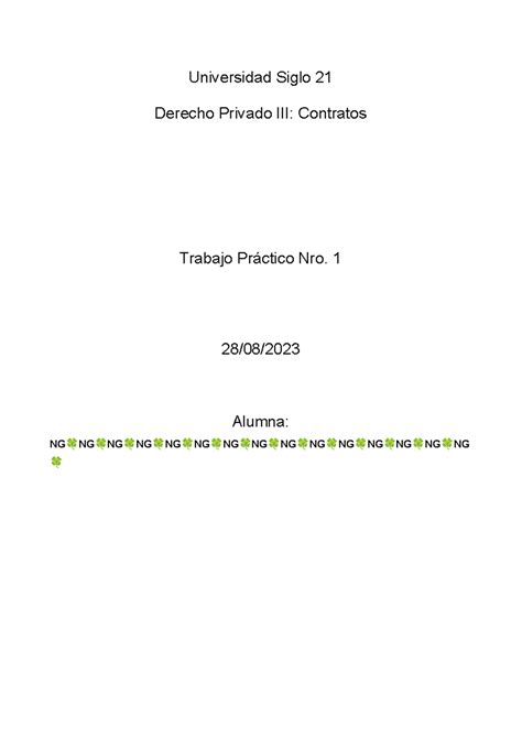 TP Nro 1 Contratos Universidad Siglo 21 Derecho Privado III