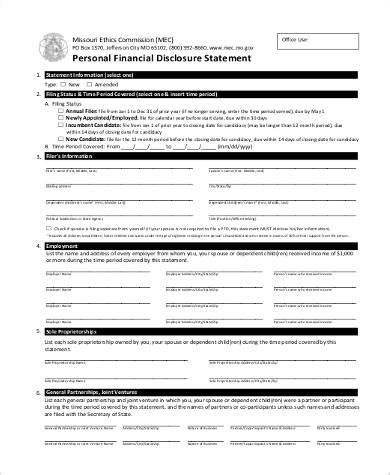 Free Sample Financial Disclosure Forms In Pdf Ms Word Excel