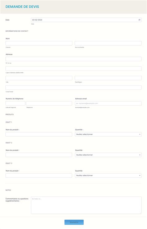 Demande De Devis Modèle du formulaire | Jotform