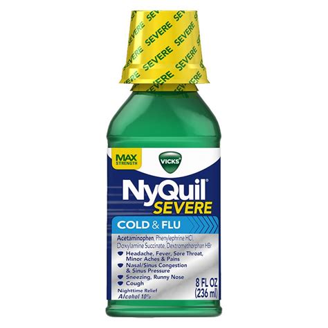 19829 Nyquil Liquid Severe Cold And Flu Yellow Cap 8 Fl Oz