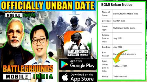 OFFICIALLY UNBAN DATE BGMI BGMI UNBAN DATE KRAFTON NOTICE BGMI