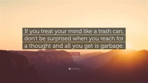 Zero Dean Quote: “If you treat your mind like a trash can, don’t be
