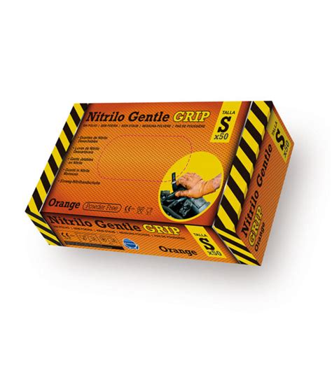 Guante Desechable Nitrilo Gentle GRIP Naranja 8 5 Gr