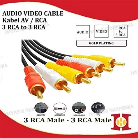 Jual Kabel RCA DVD To TV 3 3 Jack Pin Cable AV Aux Audio Video High