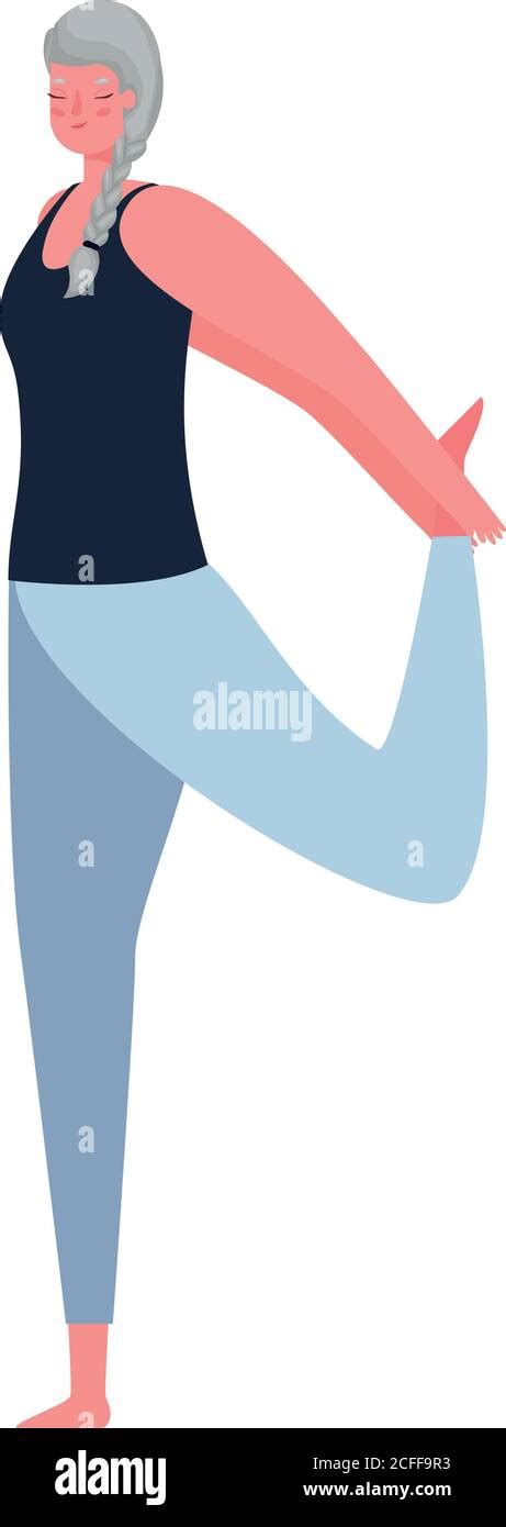 Senior Woman Cartoon Stretching Vector Design Stock Vector Image And Art