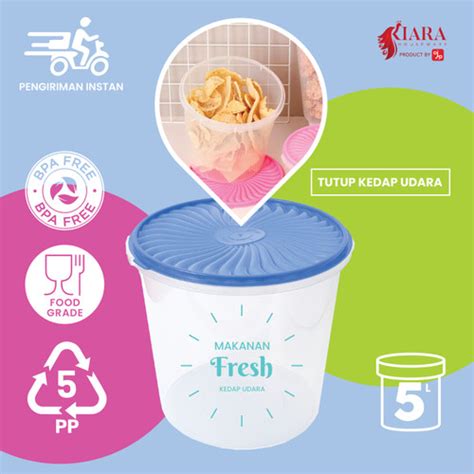 Jual Toples Bulat Plastik 5L Kedap Udara Food Container Tempat Kerupuk