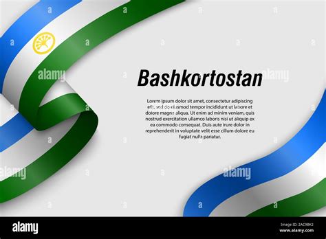 Waving Ribbon Or Banner With Flag Of Bashkortostan Region Of Russia Template For Poster Design