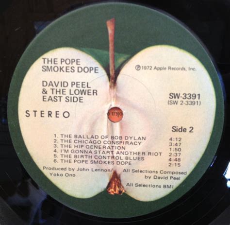 David Peel The Lower East Side The Pope Smokes Dope Apple Label