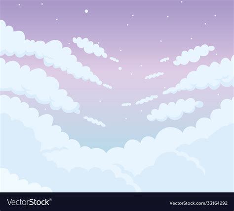 Evening sky clouds background design cartoon Vector Image