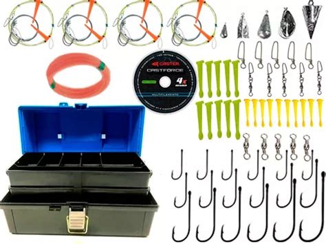 Kit Pesca Caja Anzuelos Lineas Plomadas Multi Acces