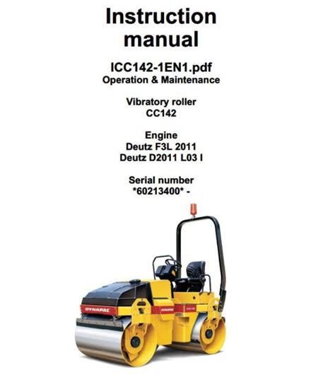 Dynapac Vibratory Roller CC142 Operation Maintenance Manual