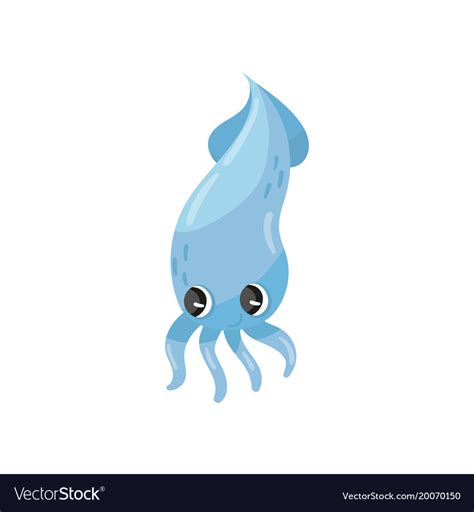 Adorable blue squid with big shiny eyes funny sea Vector Image