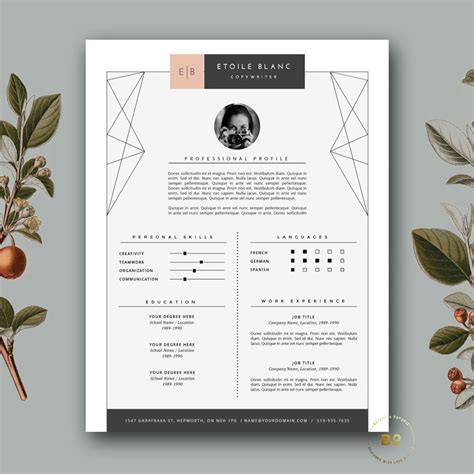 Creative Resume Design Modern Resume Template Cover Letter - Etsy