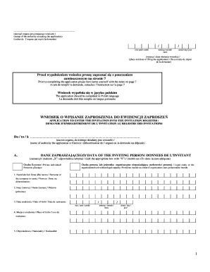 Fillable Online Wniosek O Wpisanie Zaproszenia Do Ewidencji Zaprosze