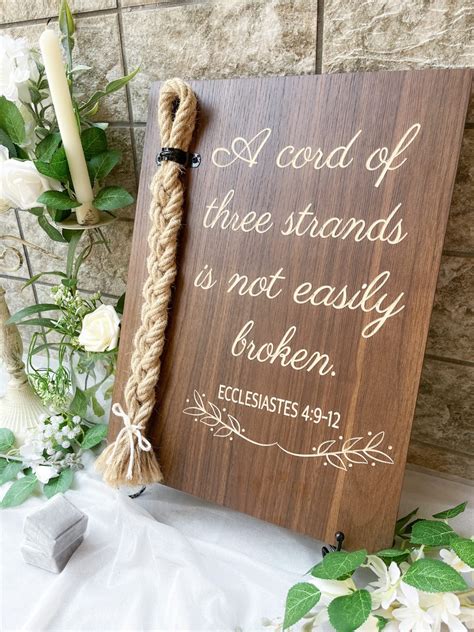 A Cord Of Three Strands Is Not Easily Broken Wood Framed Cross Sign