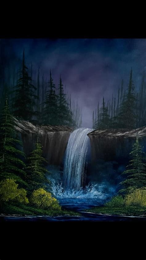 Waterfall at Night oil painting CRI Jessie Mason #bobross #art # ...