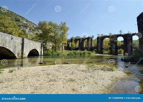 Greece Epirus Roman Aqueduct Stock Photo Image Of Ruin River