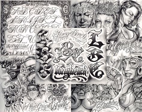 Boog From The Streets With Love Gangsta Style Tattoo Flash Sheet Set