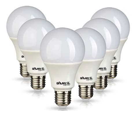 Kit 6 Lâmpada Led Bulbo 12w Branco Quente Bivolt E27 Galaxy Mercado