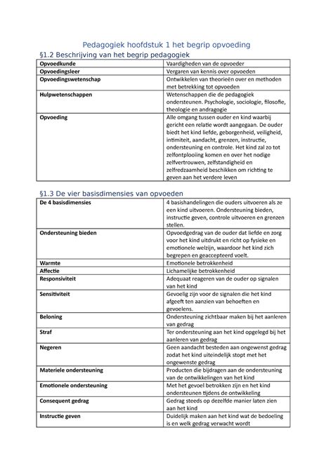 Agogiek Olp College Aantekeningen Pedagogiek Hoofdstuk Het