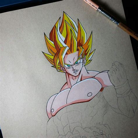 Drawing Of Goku Color Pencils Dragonballz Amino