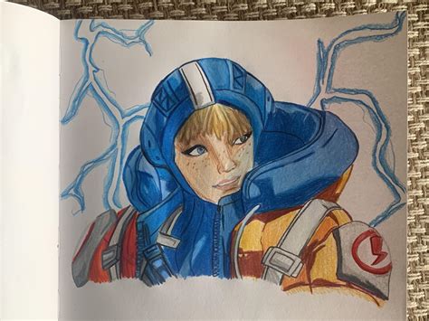 Happy New Year Also Here Is My Colored Pencil Wattson Drawing R Apexlegends