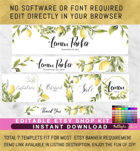 Shop Banner Template-instant DOWNLOAD Editable-shop Banner Set | Etsy