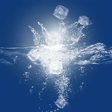 Ice Cubes Floating in Water - Splash Water Ice Cube PSD