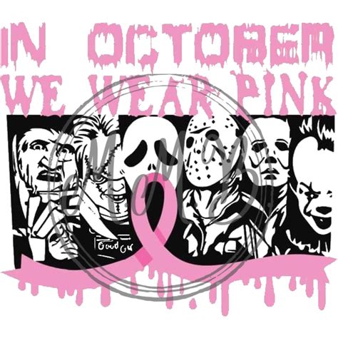 In October We Wear Pink Horror Light Pink Blood Drip Svg Png