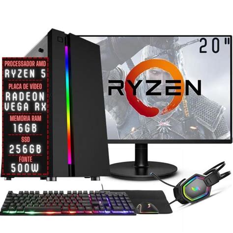 Pc Gamer Completo Green Force Amd Ryzen Gb Ddr Placa De V Deo