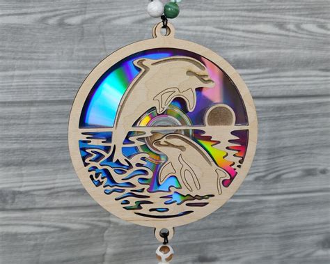 Dolphin Svg Suncatcher Repurposing Dvds Cds Laser Cut File