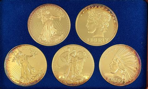 Lot Augustus St Gaudens 5 Coin Design Replica 10 Troy Oz 999 Fine