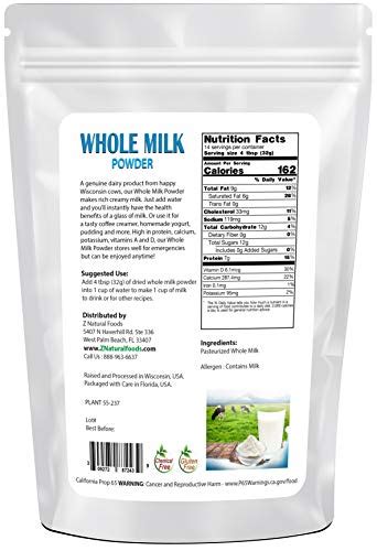 Powdered Whole Milk - Shelf Stable Dry Milk Powder - Dried For ...