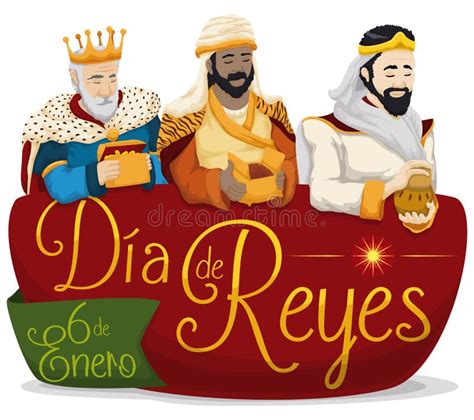 Três Três Reis Magos Sobre O Sinal Para O De Dia De Reyes Do Ou O