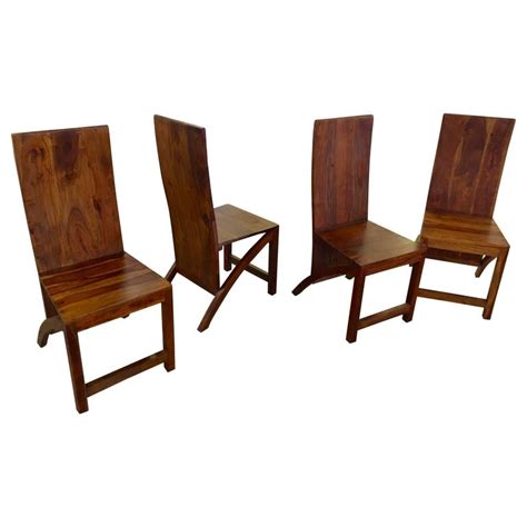 Set of Four Sculptural Exotic Wood Handmade Chairs at 1stDibs | hand ...