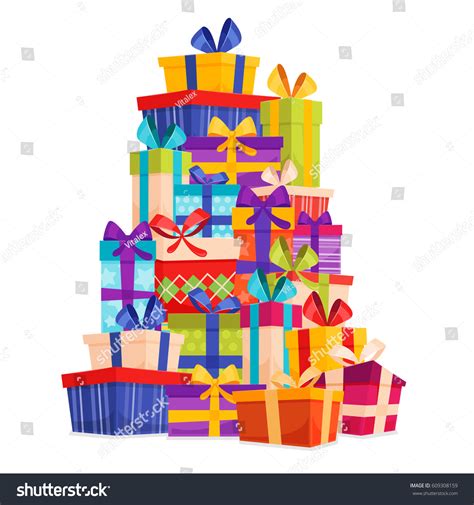 Big Pile Colorful Wrapped Gift Boxes Stock Vector Royalty Free