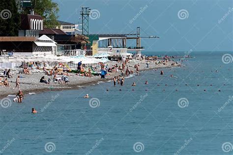 Beach On The Black Sea In The City Of Sochi Editorial Image Image Of