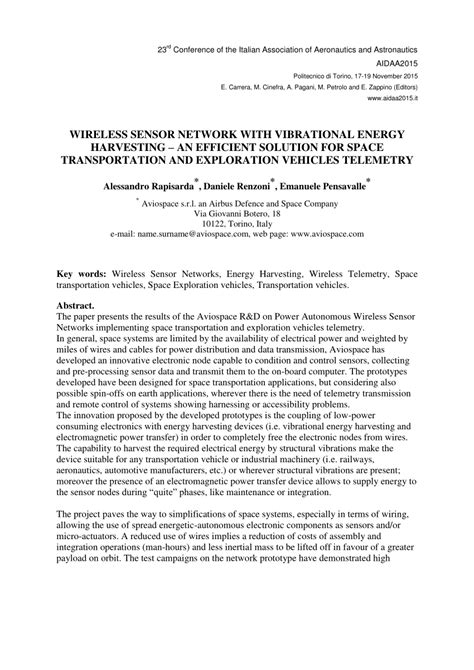 (PDF) WIRELESS SENSOR NETWORK WITH VIBRATIONAL ENERGY HARVESTING -AN EFFICIENT SOLUTION FOR ...