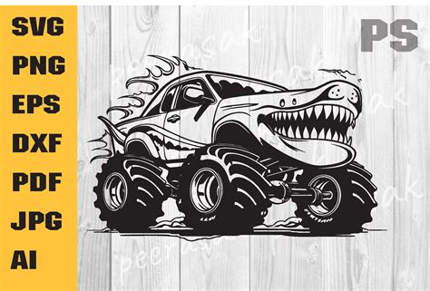 Shark Monster Truck Svg Muscle Car Svg Graphic By Ilukkystore