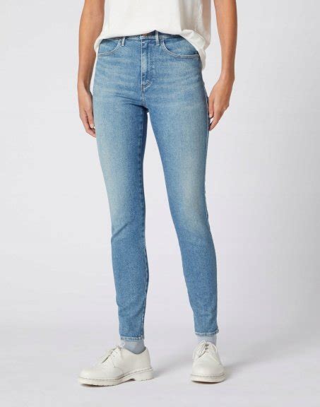 WRANGLER HIGH RISE SKINNY DAMSKIE SPODNIE JEANSOWE SEA SPRAY W27HJAXFQ