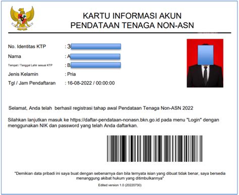 Cara Mencetak Kartu Informasi Akun Pada Pendaftaran Pendataan Tenaga