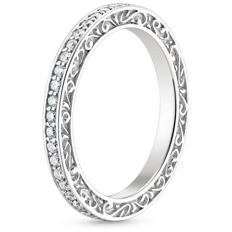 K White Gold Aberdeen Diamond Ring With Delicate Antique Scroll