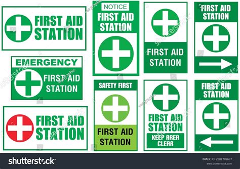 First Aid Station Signs Vector Design Stock Vector Royalty Free