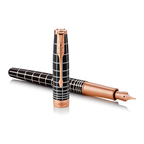 Parker Sonnet Fountain Pen - Brown Lacquer Pink Gold Trim with Solid ...