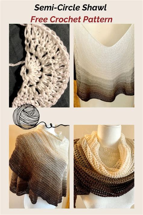 Ombre Crescent Moon Half Circle Shawl Crochet Pattern Crochet