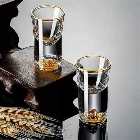 Luxury Crystal Glass Vodka Glass Sake Shochu Glass Bar Liqueur Gold