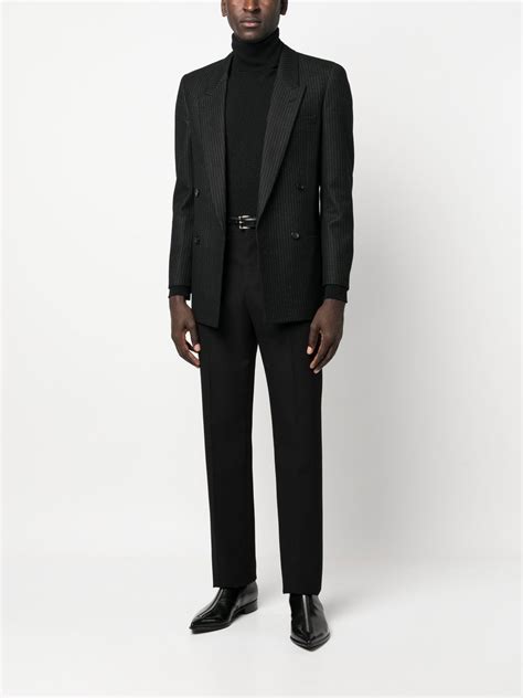 Saint Laurent Double Breasted Tailored Blazer In Black ModeSens