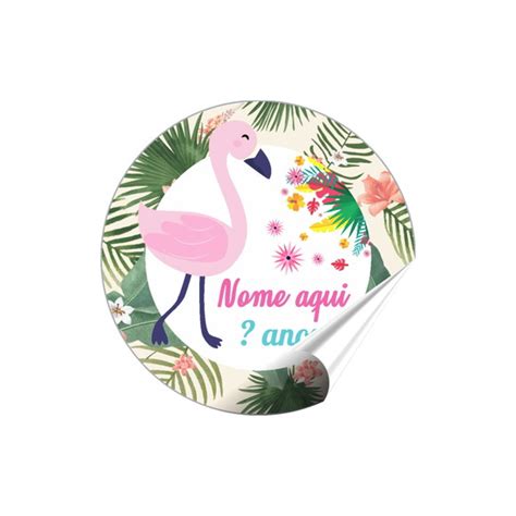 50 Adesivos Flamingo Tropical Rótulos Personalizados 5x5 cm